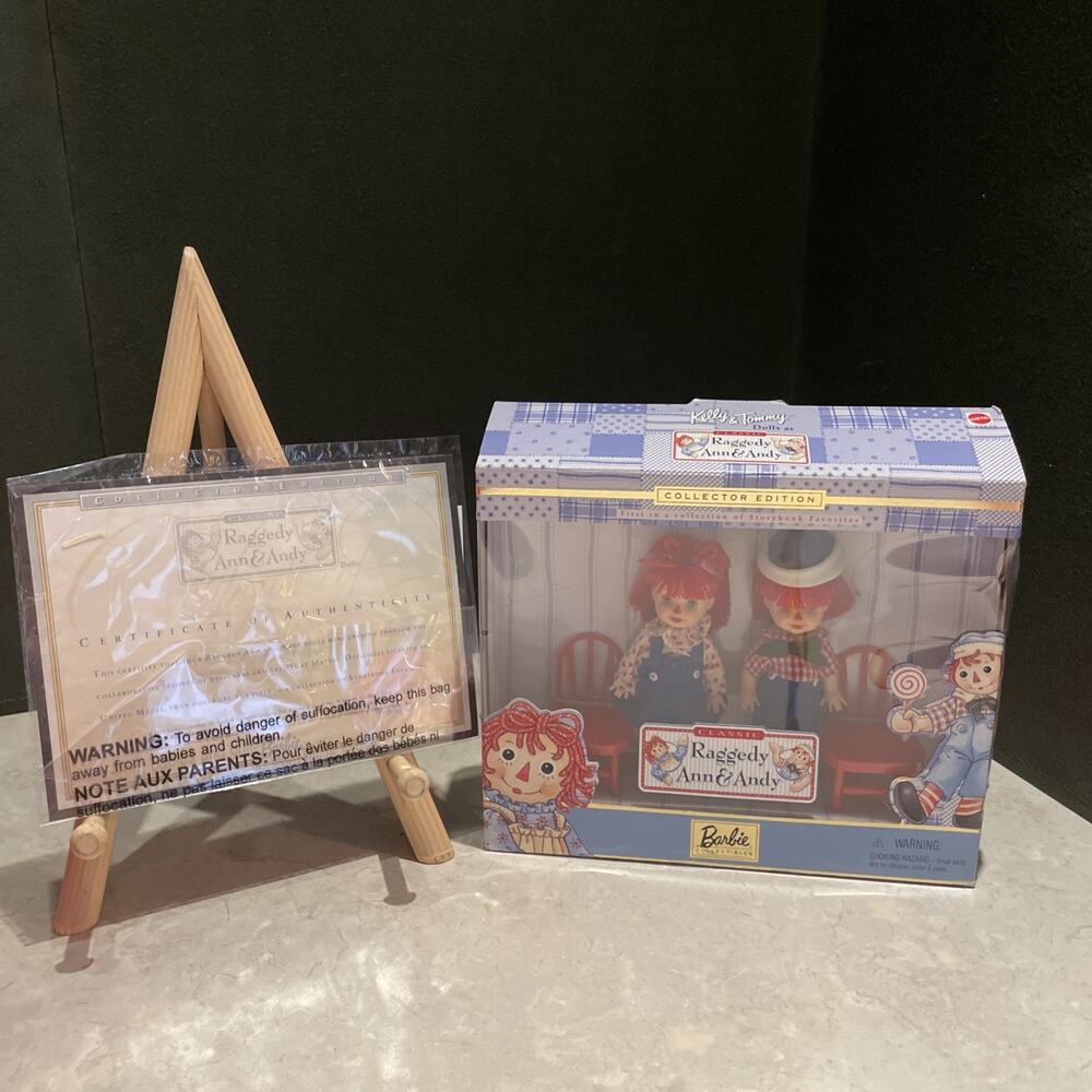 NIP Mattel Barbie Collectibles 1999 Kelly & Tommy as Raggedy Ann & Andy w Cert